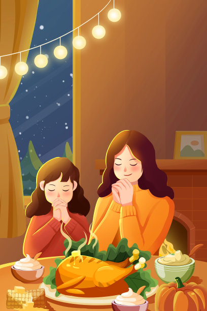 手绘感恩节插画海报图片下载