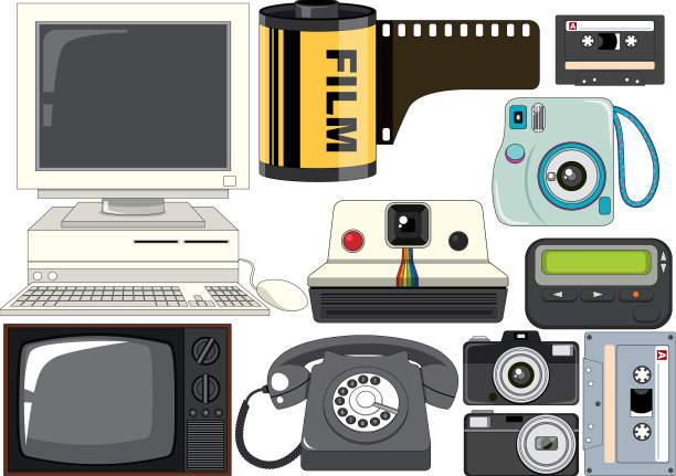 复古的物件和电子设备图片下载