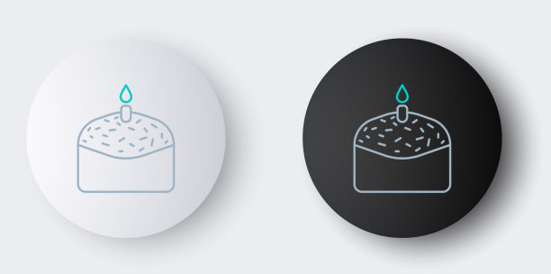 线条复活节蛋糕和蜡烛图标孤立在灰色图片下载