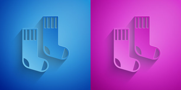 剪纸袜子图标孤立在蓝色和紫色图片下载