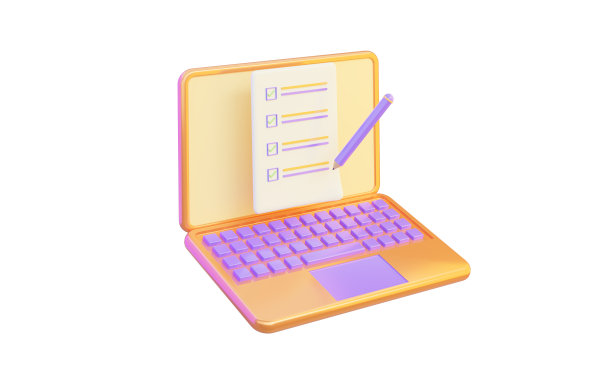 笔记本电脑图标与文档列表铅笔在白底3d渲染概念在线数据库图片下载