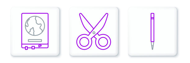 在学校用铅笔和橡皮擦设置世界地图图片下载