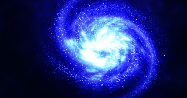 抽象的空间蓝色星系与恒星和星座未来与辉光效果，抽象的背景图片下载