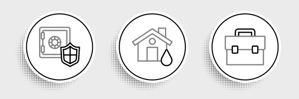 设置线公文包与盾牌和房子安全图片下载