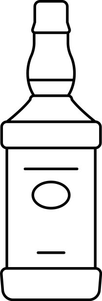 朗姆酒标志酒精符号玻璃瓶线条图标图片下载
