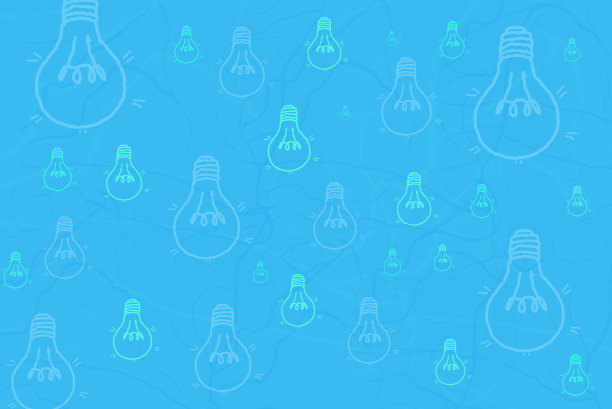 蓝色生态灯泡手绘背景图片下载