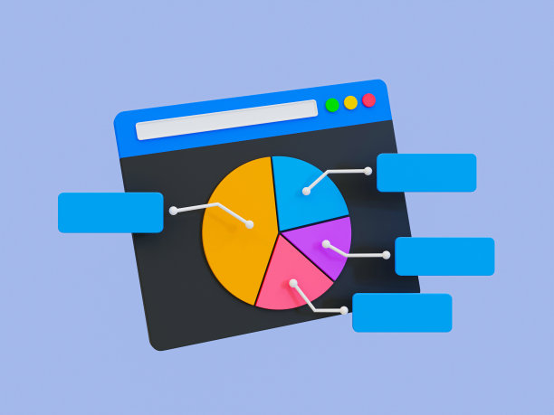 3d最小营销策略概念。业务分析。营销数据分析。带有统计数据的浏览器。3 d演示。图片下载