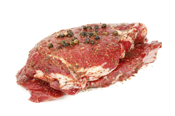 新鲜的白底猪排。图片下载
