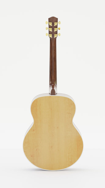 经典吉他在白色背景上的3D渲染图片下载