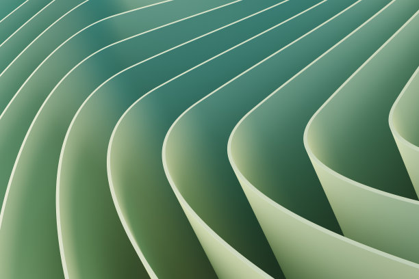 绿色抽象背景与螺旋几何。三维演示图片下载