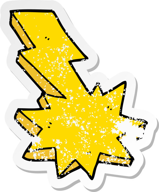 卡通雷击的心疼贴纸图片下载