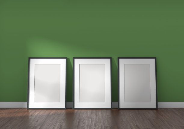 模型框架上的空绿色房间与透明的墙壁和木地板。现代生态风格。图片下载