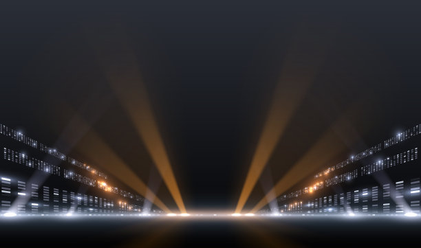 体育场金色和蓝色的灯光效果背景图片下载