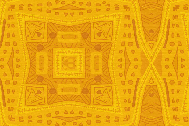 纹理和无缝的非洲模式，图形设计，几何形状，橙色和金黄色的颜色，插图图片下载