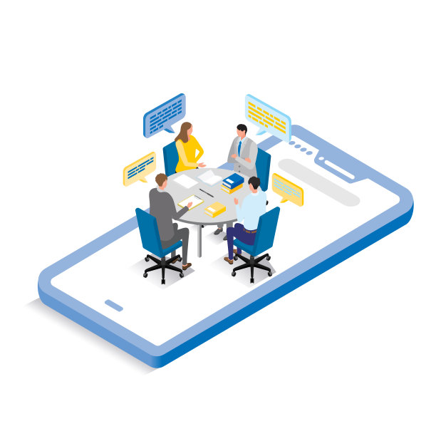 男士和女士在线开会(会议)图片下载