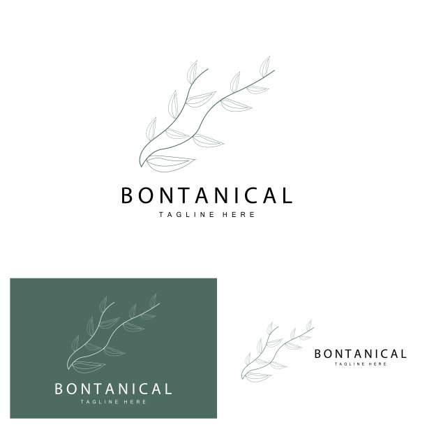 植物标志，自然植物设计，花卉植物图标矢量与线模型图片下载