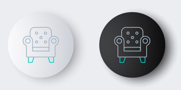 线条扶手椅图标孤立的灰色背景图片下载