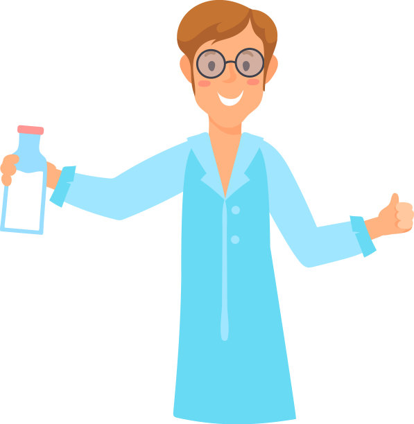 男子抱着奶瓶微笑的科学家图片下载