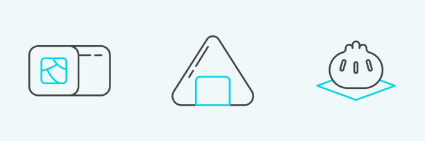 设置线khinkali在砧板寿司和图标图片下载