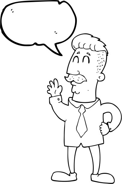 手绘演讲泡泡卡通办公室男挥手图片下载