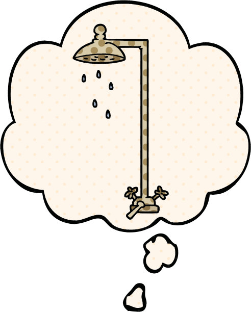 漫画风格的思想泡泡卡通淋浴图片下载