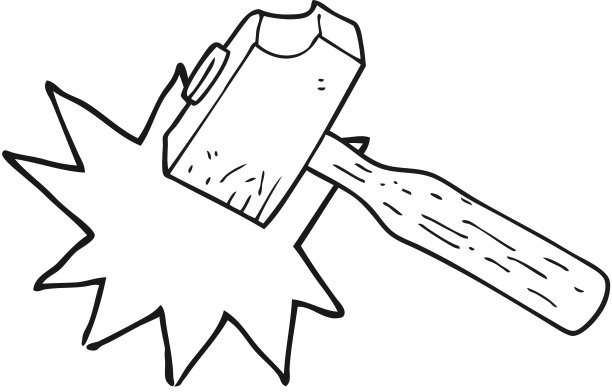 手绘黑白卡通木槌图片下载