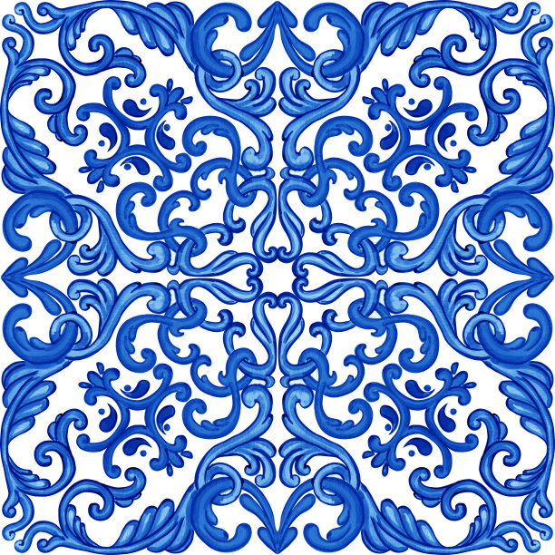 珐琅的模式。西西里手绘蓝色装饰。传统的青花瓷砖。葡萄牙传统的azulejo图案。摩洛哥风格。图片下载