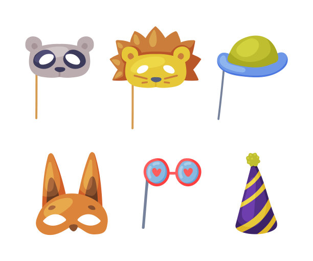 五彩缤纷的派对生日照片摊位道具与图片下载