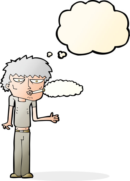 卡通吸烟者与思想泡泡图片下载