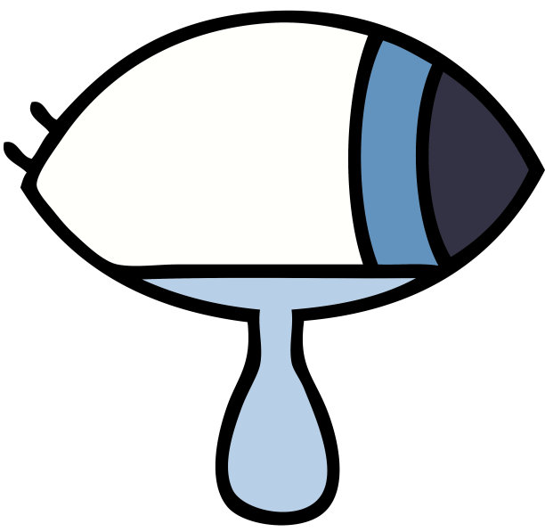 可爱的卡通，一只哭泣的眼睛看着一边图片下载