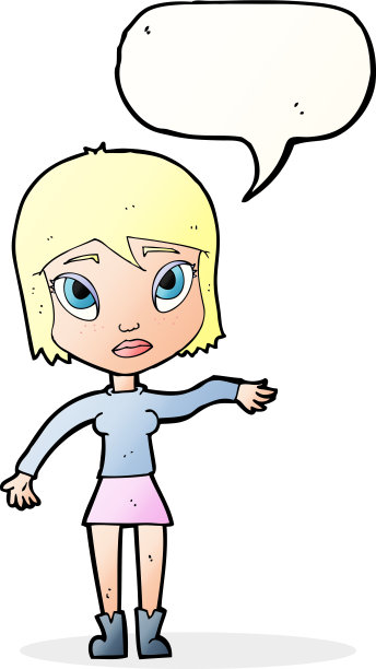 卡通女人挥舞着手说话泡泡图片下载