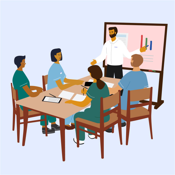 医学院的医生和护士观看和收听讲座或报告。平面卡通矢量插图。图片下载