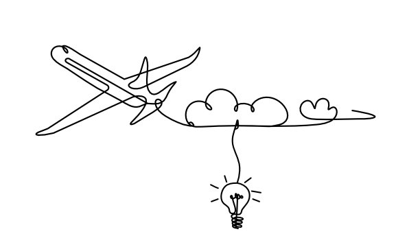 抽象平面，以灯泡为线画在白色图片下载