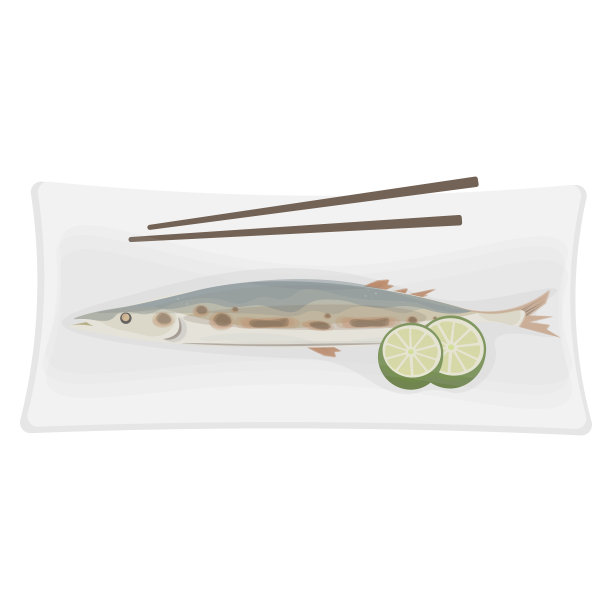 烤日本三马鱼矢量插图图片下载