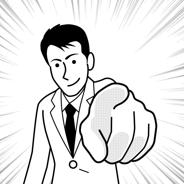 男人指着前面孤立的白色背景图片下载