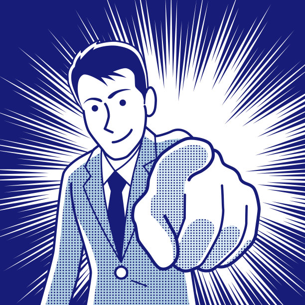 男人指着前面孤立的白色背景图片下载