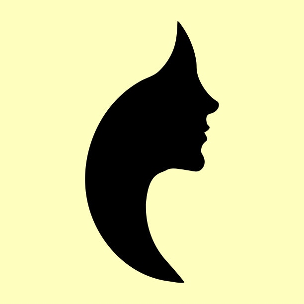 女人脸标志图标矢量。女人的侧面轮廓。图片下载