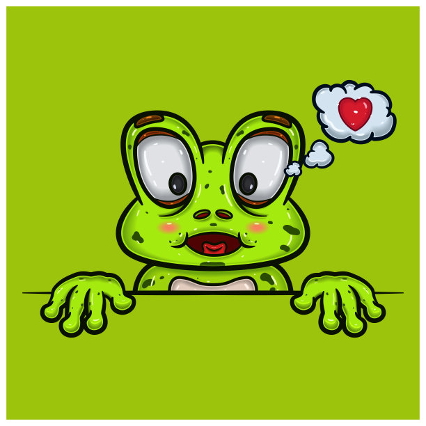 爱的表情与青蛙卡通。图片下载
