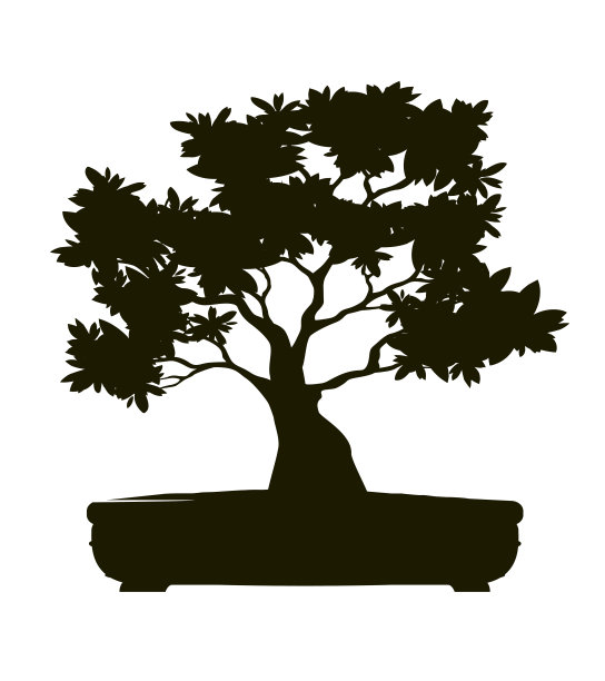 有叶子的树的形状。矢量轮廓说明盆景。图片下载