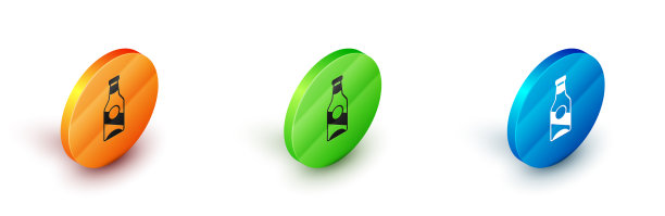 等距啤酒瓶图标孤立在白色图片下载