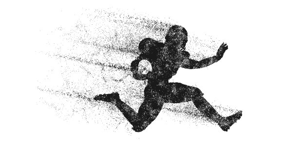 一个美国橄榄球运动员的抽象剪影在行动孤立的白色背景。矢量图图片下载