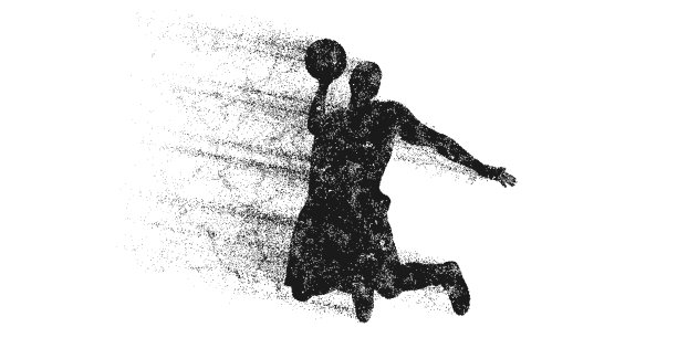 抽象的篮球运动员男子在行动孤立的白色背景。矢量图图片下载