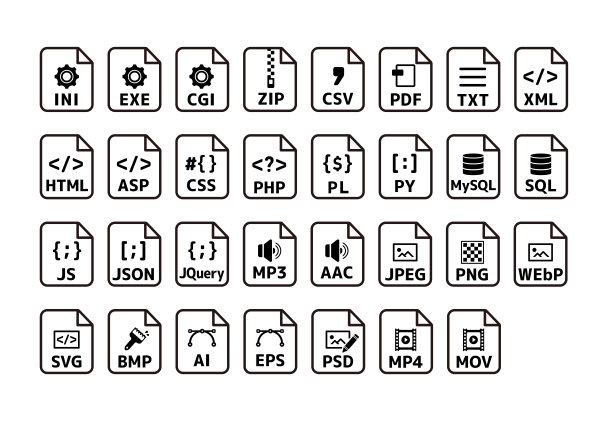 各种文件格式矢量图标插图集图片下载