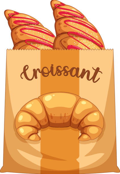 纸袋装牛角面包图片下载