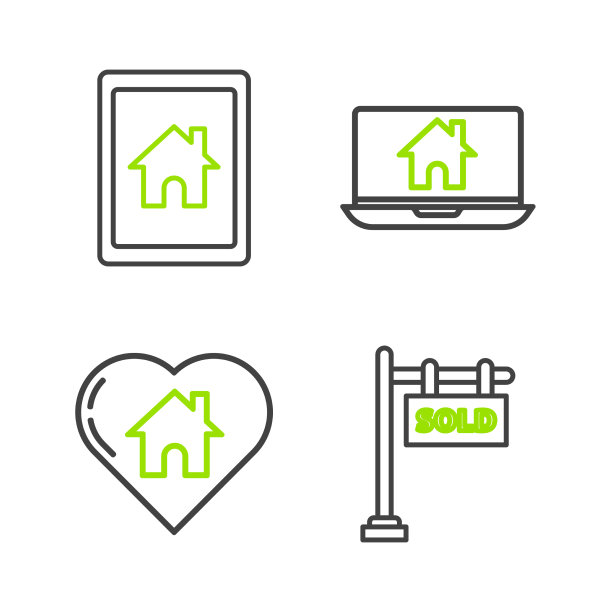 集行挂招牌与文字卖屋心图片下载