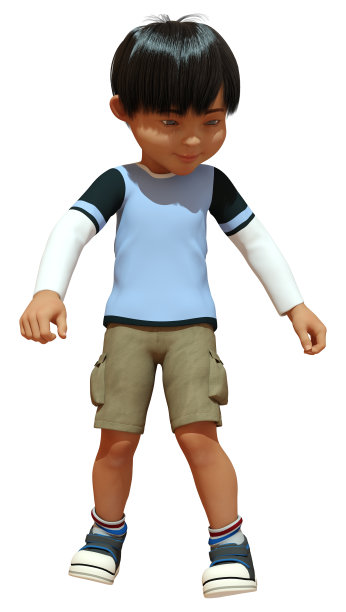 3D渲染亚洲男孩在白色图片下载