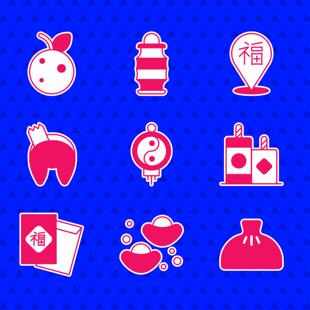 套中国纸灯笼幸运饼干图片下载