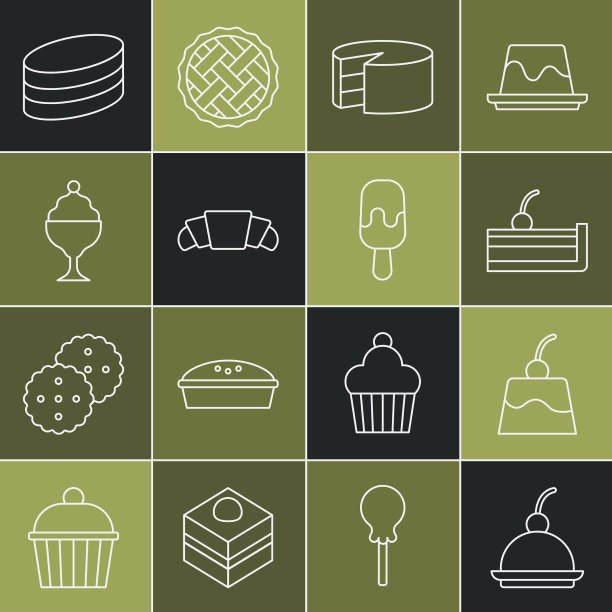 设置线樱桃芝士蛋糕布丁蛋奶蛋糕图片下载