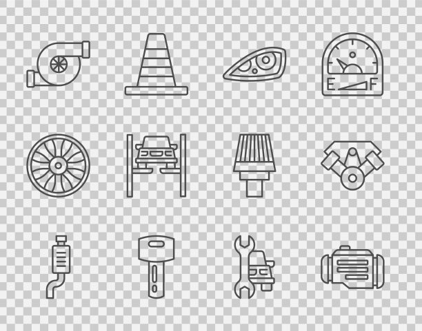 设置行汽车消声器检查发动机大灯的关键图片下载