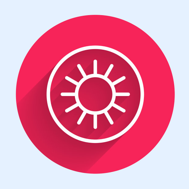 白色线条的太阳图标孤立与长阴影图片下载